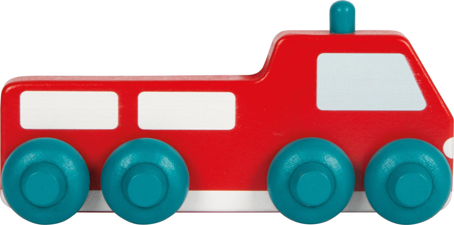 small foot Kugelbahn aus Holz, XL-Motorikspielzeug mit 3 Kugeln und Feuerwehrfahrzeug, für Kinder ab 18 Monaten, 12549