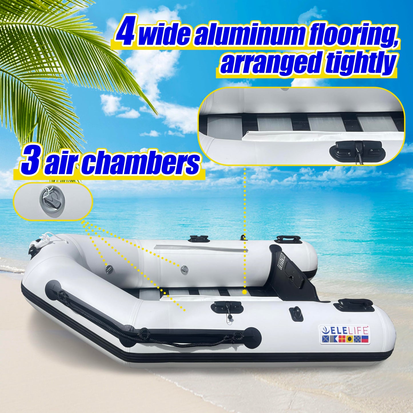 ELELIFE aufblasbares 2-Personen-Boot mit Aluminium-Sitz, doppellagigem Boden, Paddel & Luftpumpe – perfekt fürs Angeln & Freizeit!