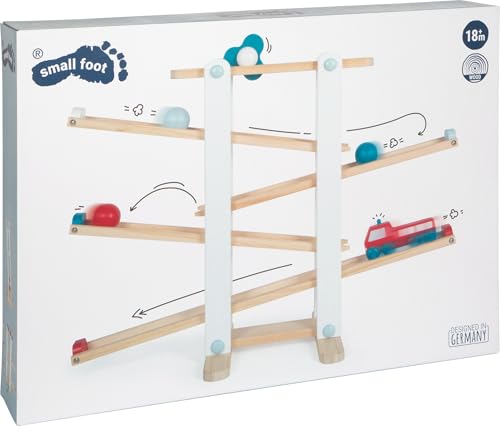 small foot Kugelbahn aus Holz, XL-Motorikspielzeug mit 3 Kugeln und Feuerwehrfahrzeug, für Kinder ab 18 Monaten, 12549