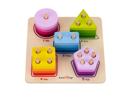 Zacia Toys® Holzform-Puzzle | Pädagogisches Geometrisches Puzzle für Kinder | Farben und Formen erkennen|Montessori Spielzeug ab 2 Jahren