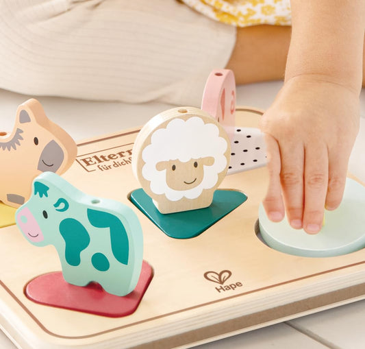 Hape Tiergeräusch-Puzzle Tom, Sound-Puzzle, Farb- & Formsortierer, ab 18 Monaten