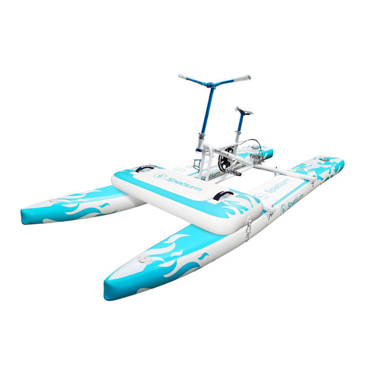 Spatium aufblasbares Wasser-Fahrrad, stabiles blaues Pedalboot für See, Angeln & Spaß – einfach zu fahren