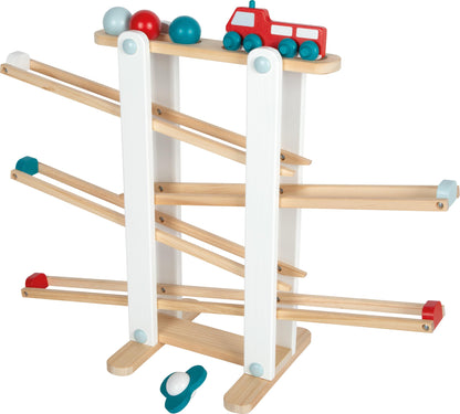 small foot Kugelbahn aus Holz, XL-Motorikspielzeug mit 3 Kugeln und Feuerwehrfahrzeug, für Kinder ab 18 Monaten, 12549