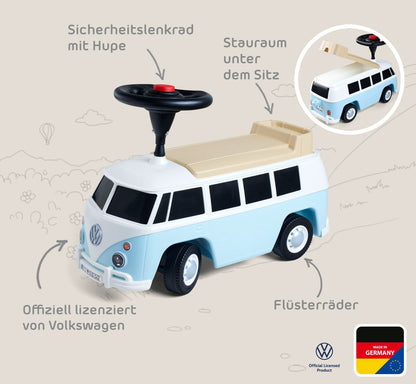 BIG Baby VW T1 (blau-weiß) - 2-in-1 Rutschauto und Spielzeug-Fahrzeug für Kinder von 18 Monaten bis 5 Jahre