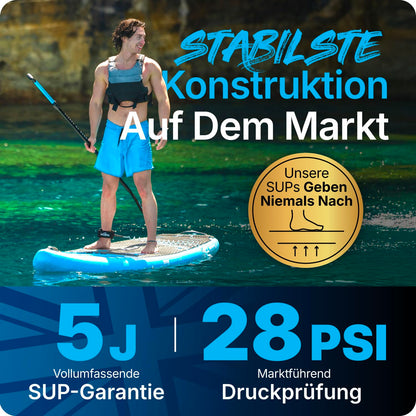 Bluefin Cruise 10'8" blaues aufblasbares Paddleboard – Premium SUP mit Zubehör, rutschfestem Deck, leicht & 6" dick für Erwachsene & Teens