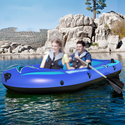 Aufblasbares Boot, Gummifloß, zusammenklappbares aufblasbares Kajak, tragbares Angelboot für 2 Personen, mit Aluminiumrudern und Luftpumpe