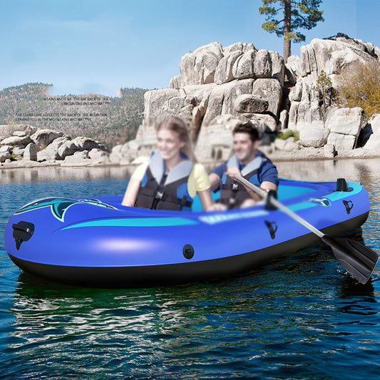 Aufblasbares Boot, Gummifloß, zusammenklappbares aufblasbares Kajak, tragbares Angelboot für 2 Personen, mit Aluminiumrudern und Luftpumpe